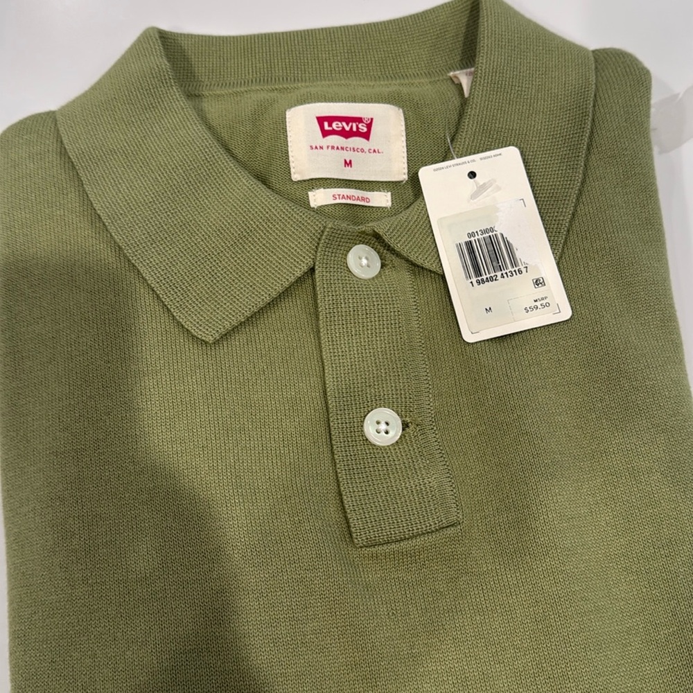 Levi’s Mens Short Sleeve Sweater Polo Shirt (Sage)